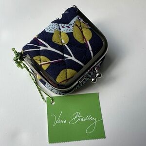 Vera Bradley Retired Floral Nightingale Kiss Lock Mirrored Contact Lens Case NWT